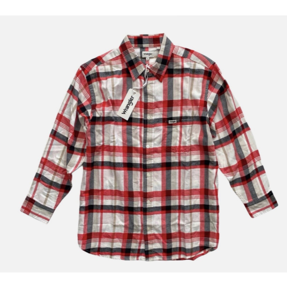 Wrangler Nwt Women's Red Plaid Check Flannel Boyfriend Shirt WWL0125